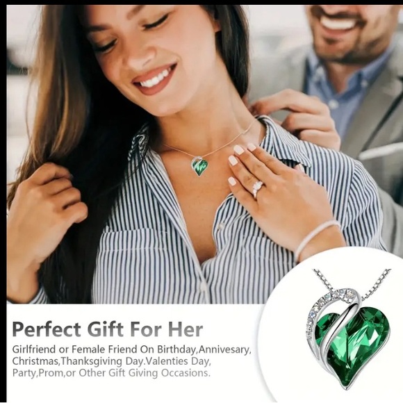 Silver Emerald Green Jade Infinity Love Pendant For Women - Picture 7 of 10